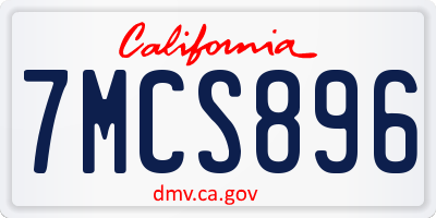 CA license plate 7MCS896