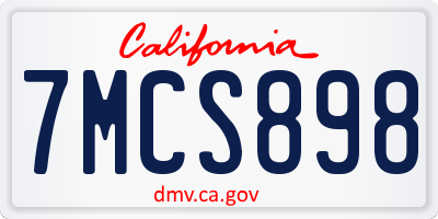 CA license plate 7MCS898
