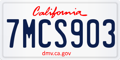 CA license plate 7MCS903