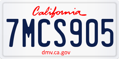 CA license plate 7MCS905