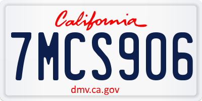 CA license plate 7MCS906