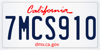 CA license plate 7MCS910