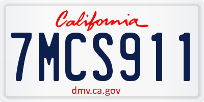 CA license plate 7MCS911