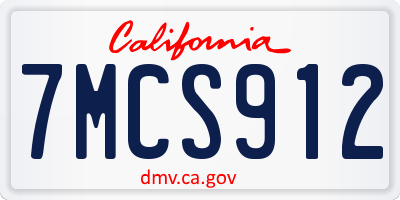 CA license plate 7MCS912