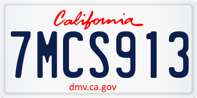 CA license plate 7MCS913