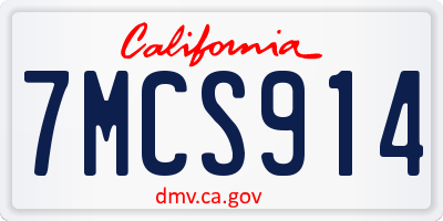 CA license plate 7MCS914