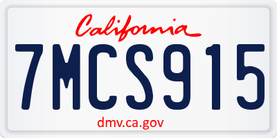 CA license plate 7MCS915