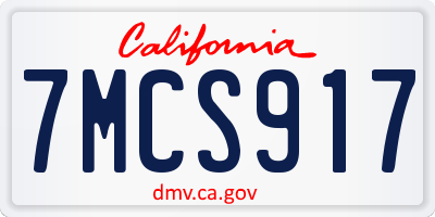 CA license plate 7MCS917