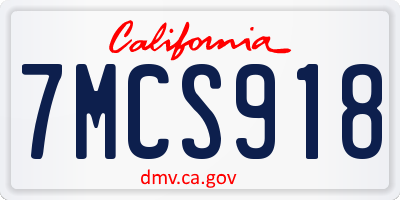 CA license plate 7MCS918