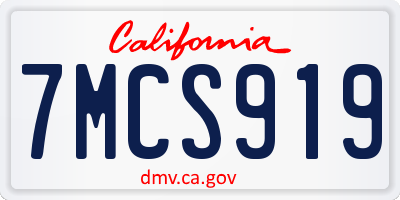 CA license plate 7MCS919