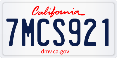 CA license plate 7MCS921