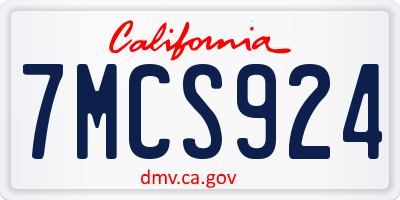 CA license plate 7MCS924