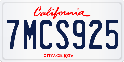 CA license plate 7MCS925