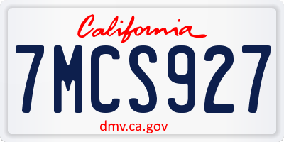 CA license plate 7MCS927