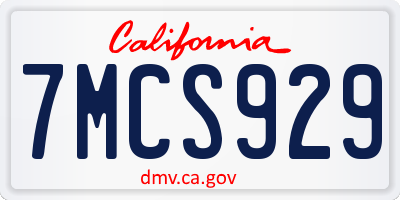 CA license plate 7MCS929