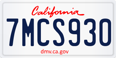CA license plate 7MCS930