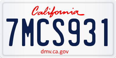CA license plate 7MCS931
