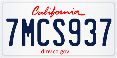 CA license plate 7MCS937