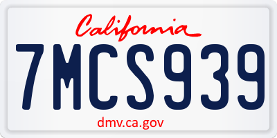 CA license plate 7MCS939