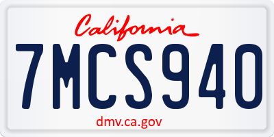 CA license plate 7MCS940