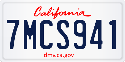 CA license plate 7MCS941