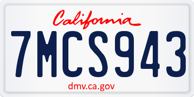 CA license plate 7MCS943
