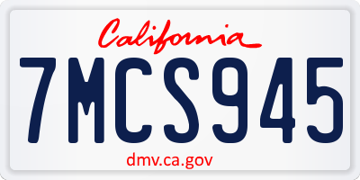 CA license plate 7MCS945