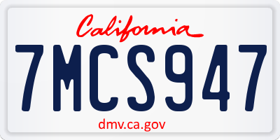 CA license plate 7MCS947