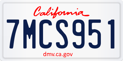CA license plate 7MCS951