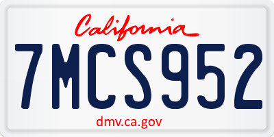 CA license plate 7MCS952