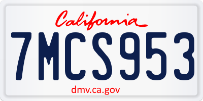 CA license plate 7MCS953