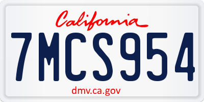 CA license plate 7MCS954