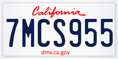 CA license plate 7MCS955