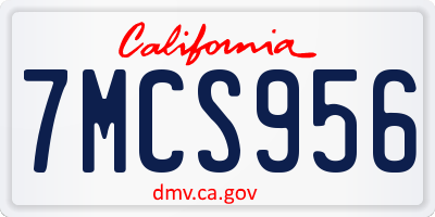 CA license plate 7MCS956