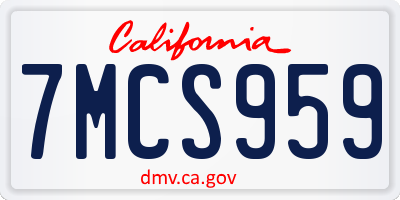 CA license plate 7MCS959