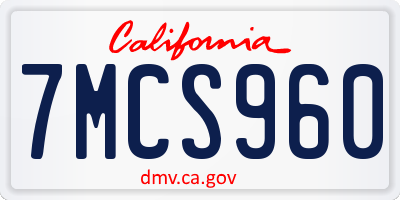CA license plate 7MCS960
