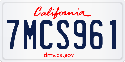 CA license plate 7MCS961