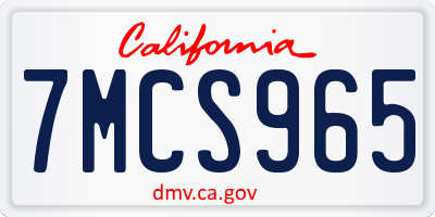 CA license plate 7MCS965