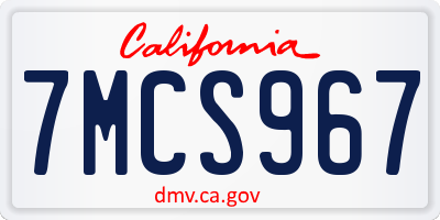 CA license plate 7MCS967