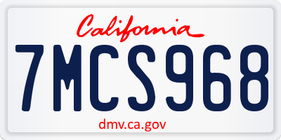 CA license plate 7MCS968