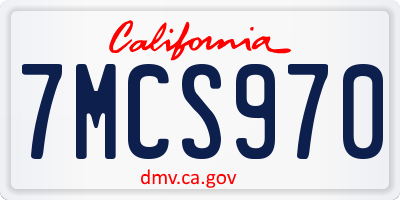 CA license plate 7MCS970