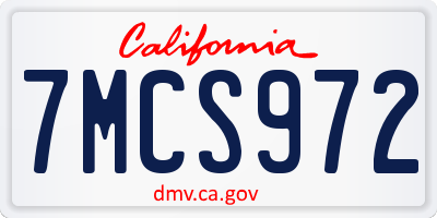 CA license plate 7MCS972