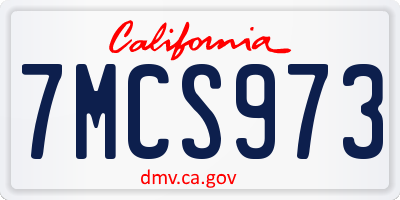 CA license plate 7MCS973