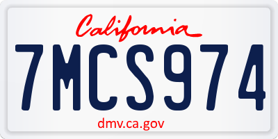 CA license plate 7MCS974