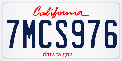 CA license plate 7MCS976