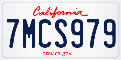 CA license plate 7MCS979