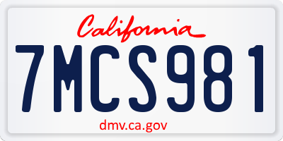 CA license plate 7MCS981