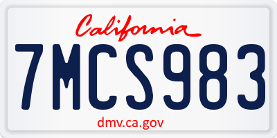 CA license plate 7MCS983