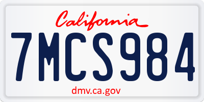 CA license plate 7MCS984