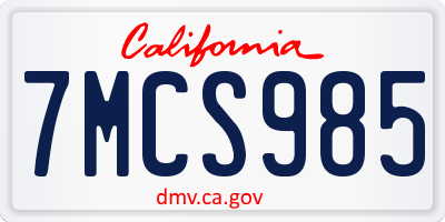 CA license plate 7MCS985